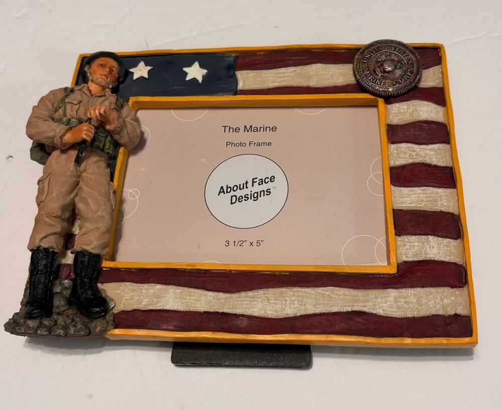 About Face Designs Marine Photo Frame Military Patriotic 3.5x5 NEW